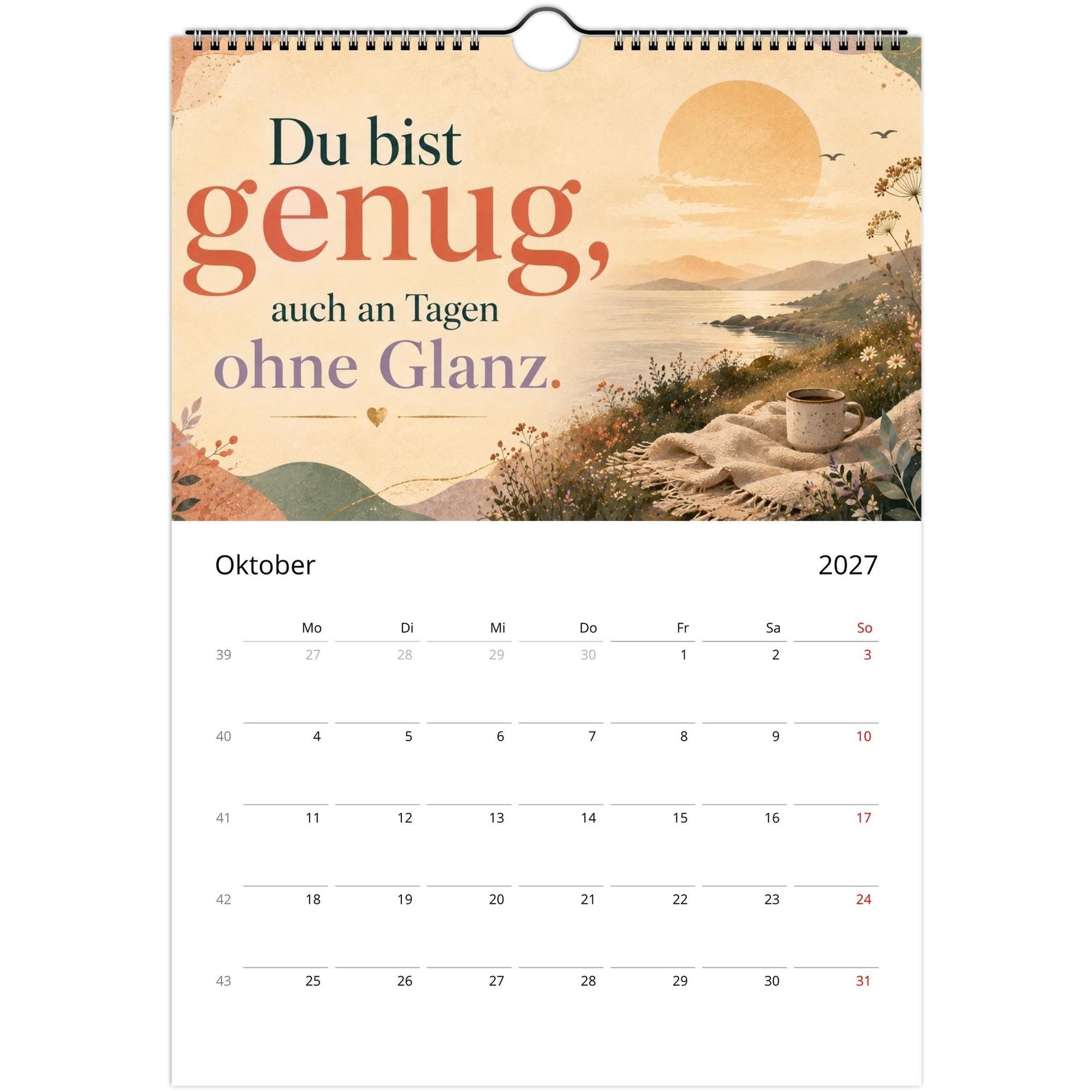 Feel Good Kalender 2027 A4 Hochformat | Positive Sprüche Wandkalender mit Kalendarium | Selfcare Geschenk Achtsamkeit Selbstakzeptanz
