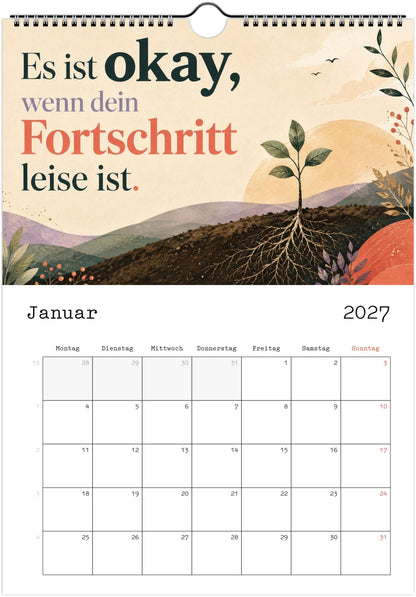 Feel Good Kalender 2027 A4 Hochformat | Positive Sprüche Wandkalender mit Kalendarium | Selfcare Geschenk Achtsamkeit Selbstakzeptanz
