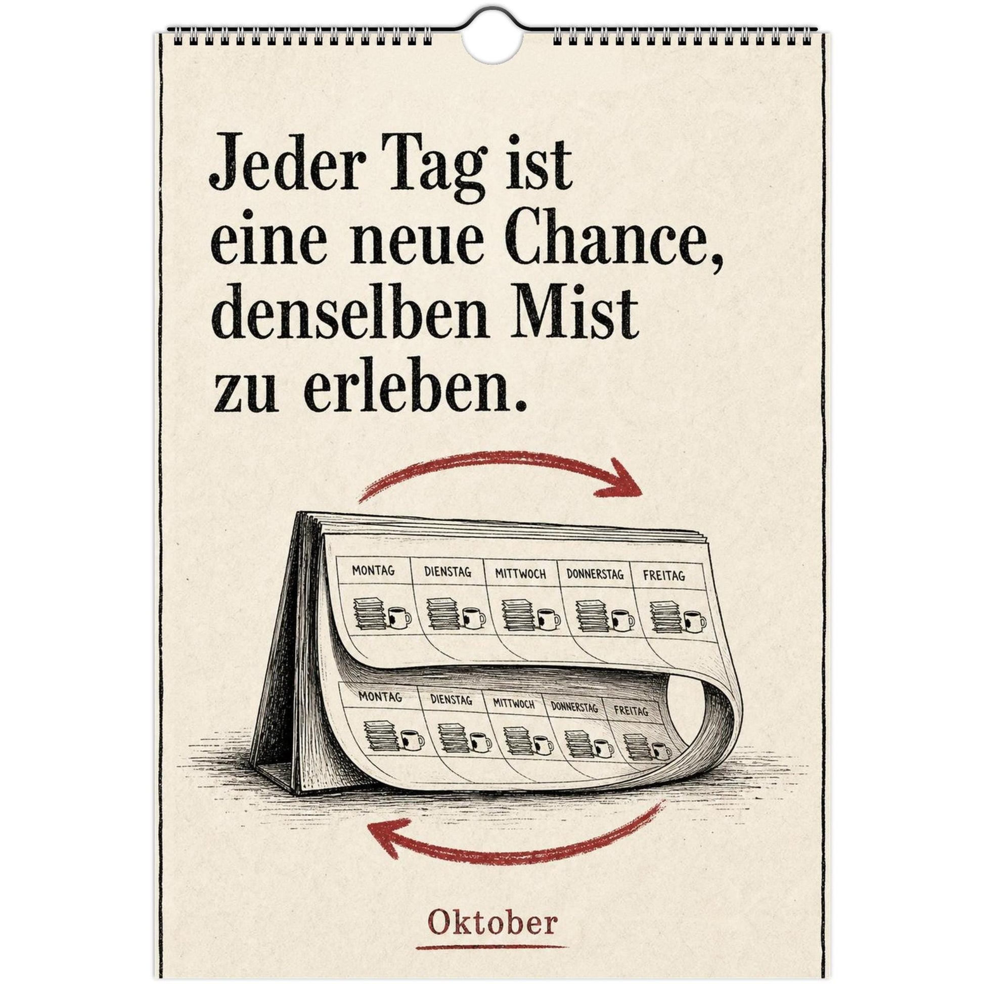 Anti-Motivationskalender 2027 A4 A3 Hochformat | Sarkasmus Wandkalender ohne Kalendarium | Lustiger Kalender Geschenk Büro schwarzer Humor