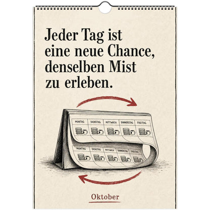 Anti-Motivationskalender 2027 A4 A3 Hochformat | Sarkasmus Wandkalender ohne Kalendarium | Lustiger Kalender Geschenk Büro schwarzer Humor