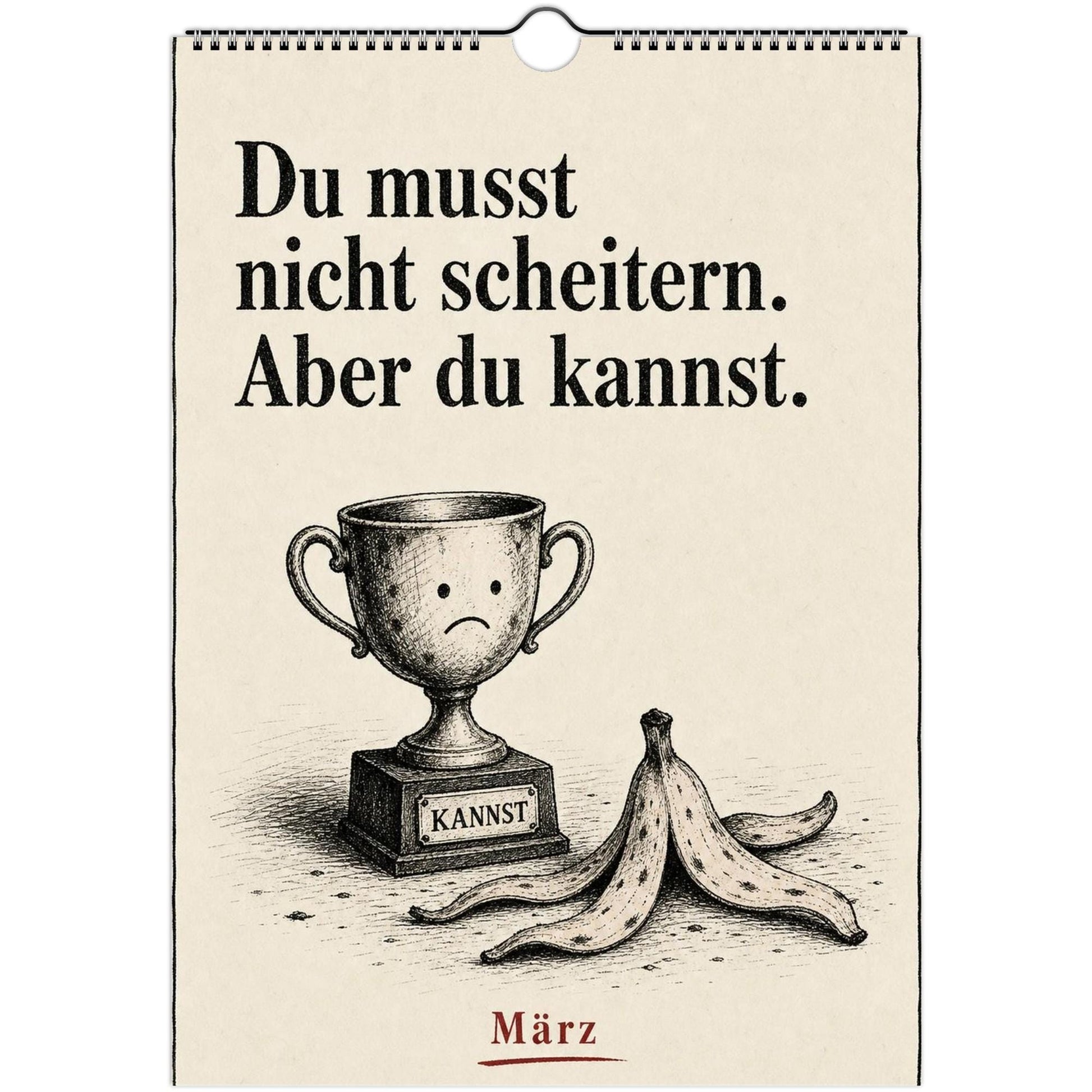 Anti-Motivationskalender 2027 A4 A3 Hochformat | Sarkasmus Wandkalender ohne Kalendarium | Lustiger Kalender Geschenk Büro schwarzer Humor