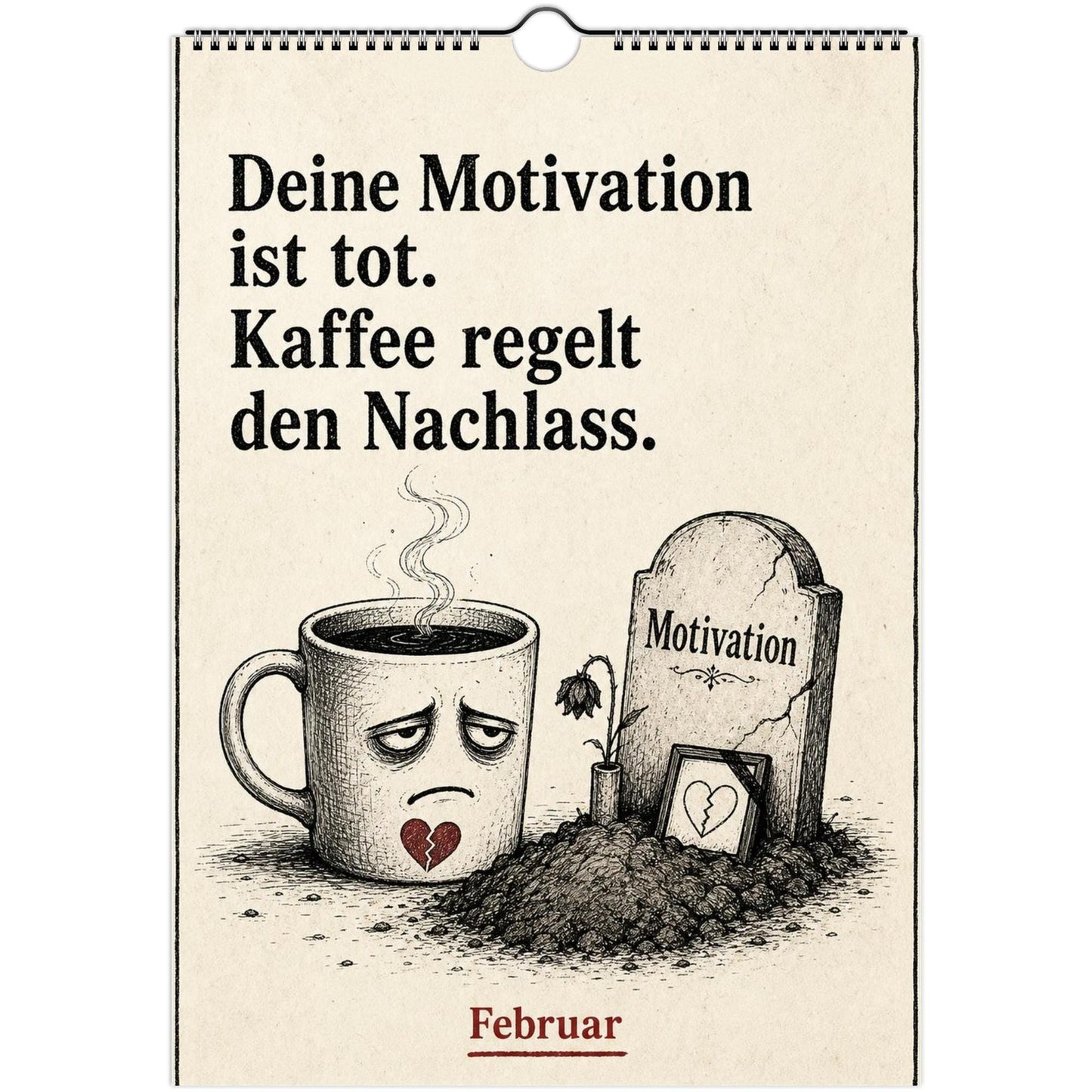Anti-Motivationskalender 2027 A4 A3 Hochformat | Sarkasmus Wandkalender ohne Kalendarium | Lustiger Kalender Geschenk Büro schwarzer Humor