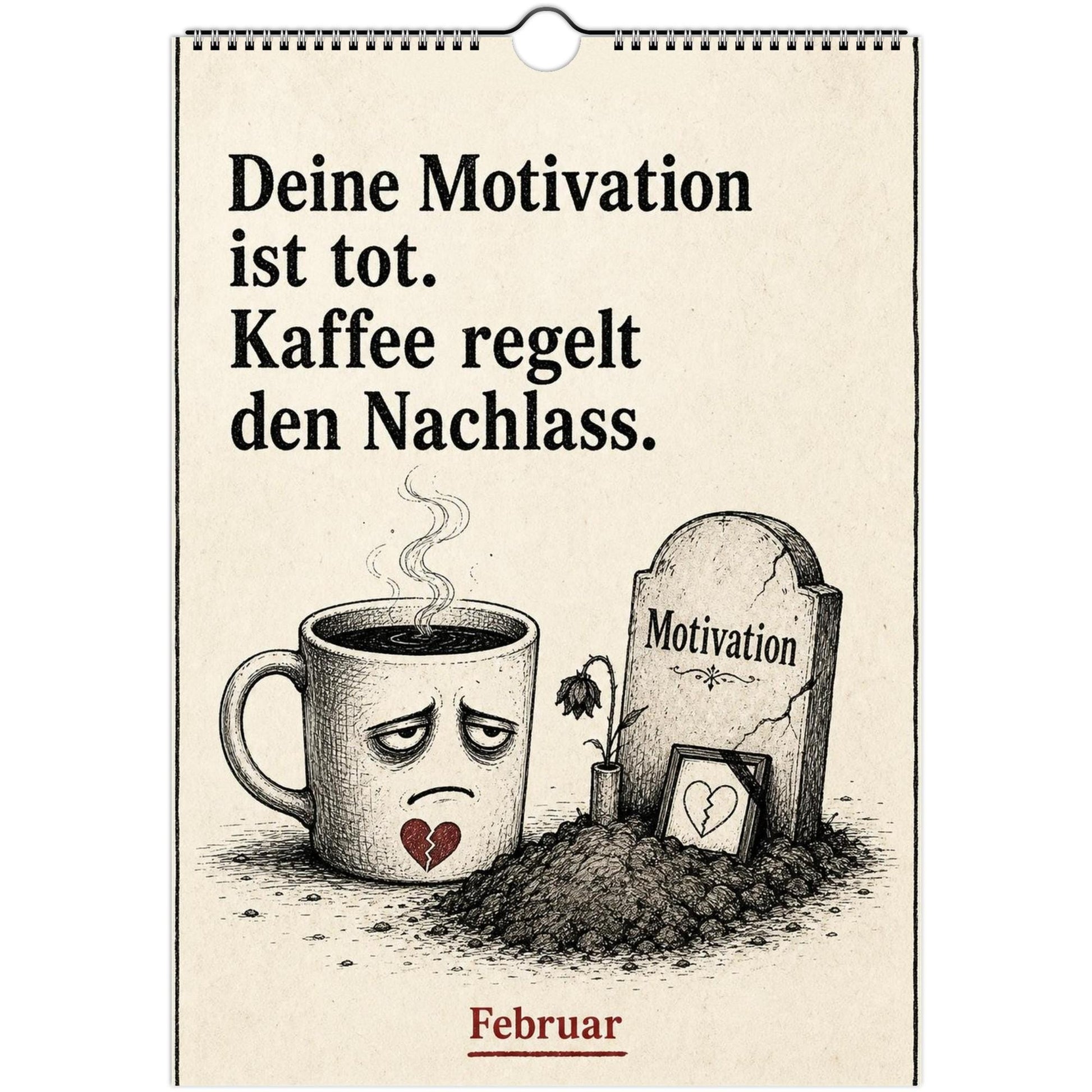 Anti-Motivationskalender 2027 A4 A3 Hochformat | Sarkasmus Wandkalender ohne Kalendarium | Lustiger Kalender Geschenk Büro schwarzer Humor
