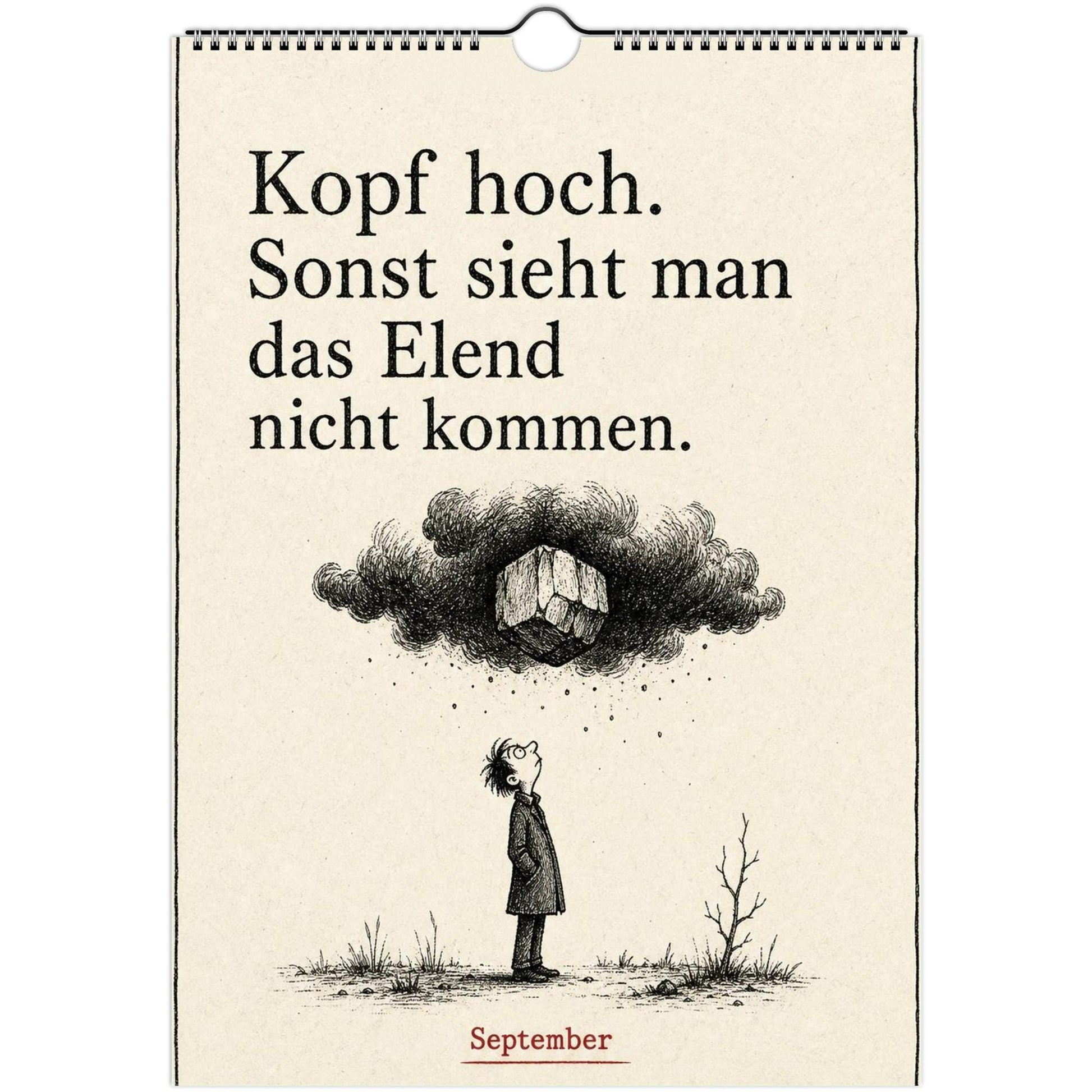 Anti-Motivationskalender 2027 A4 A3 Hochformat | Sarkasmus Wandkalender ohne Kalendarium | Lustiger Kalender Geschenk Büro schwarzer Humor