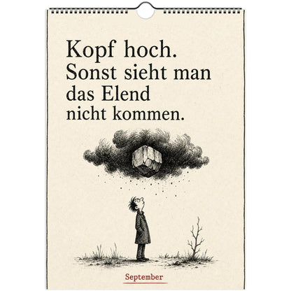 Anti-Motivationskalender 2027 A4 A3 Hochformat | Sarkasmus Wandkalender ohne Kalendarium | Lustiger Kalender Geschenk Büro schwarzer Humor
