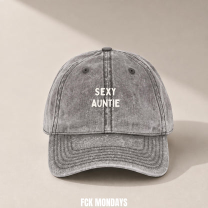 Sexy Auntie Cap Vintage | Bestickte Tante Mütze | Auntie Gift | Baby Announcement | Schwangerschaftsverkündung Geschenk
