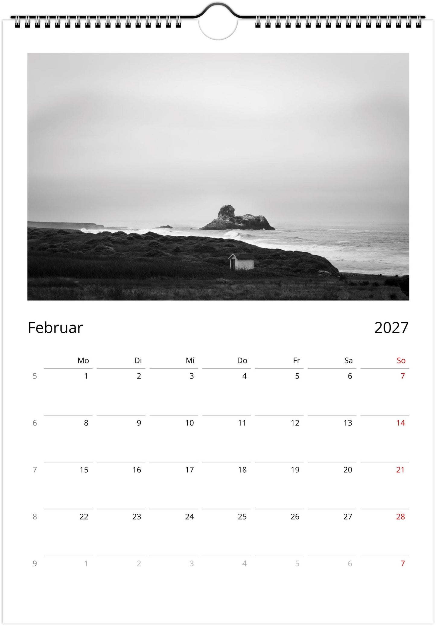 Natur Fotokalender 2027 Hochformat | A4 A3 Wandkalender mit Kalendarium | Küsten- und Reisekalender Geschenk USA Deutschland Küste Europa