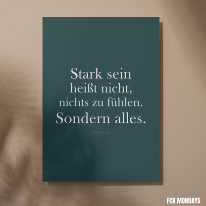 Stark sein Poster | Mental Health Wandbild | Selfcare Spruch Deutsch | Achtsamkeit Motivation | Geschenk Freundin | Gefühle Zitat Deko