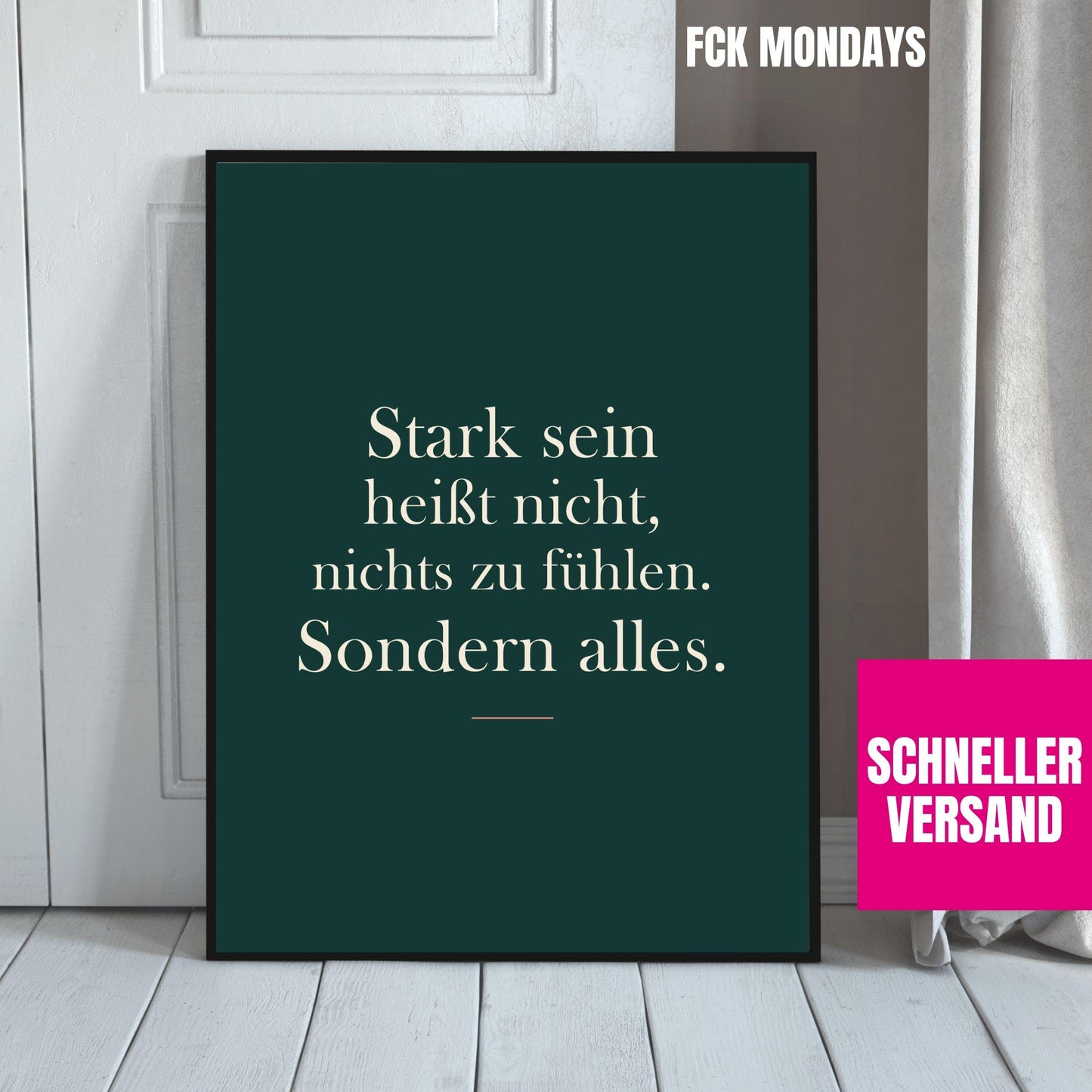 Stark sein Poster | Mental Health Wandbild | Selfcare Spruch Deutsch | Achtsamkeit Motivation | Geschenk Freundin | Gefühle Zitat Deko