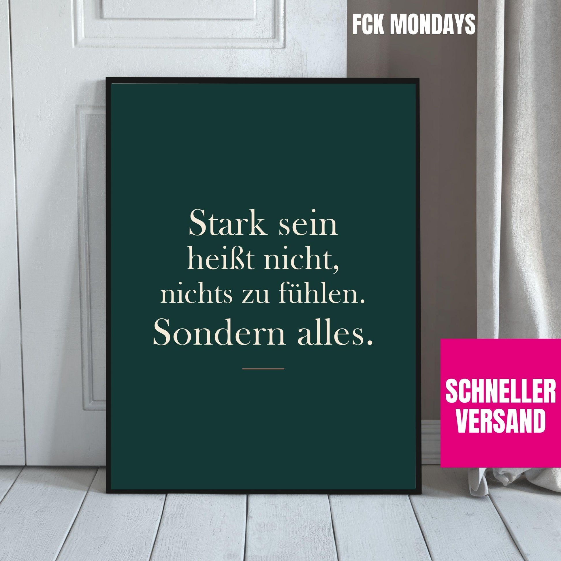 Stark sein Poster | Mental Health Wandbild | Selfcare Spruch Deutsch | Achtsamkeit Motivation | Geschenk Freundin | Gefühle Zitat Deko