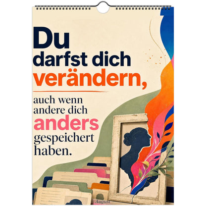 Feel Good Kalender 2027 A4 A3 Hochformat | Positive Sprüche Wandkalender ohne Kalendarium | Mental Health Selfcare Geschenk Achtsamkeit