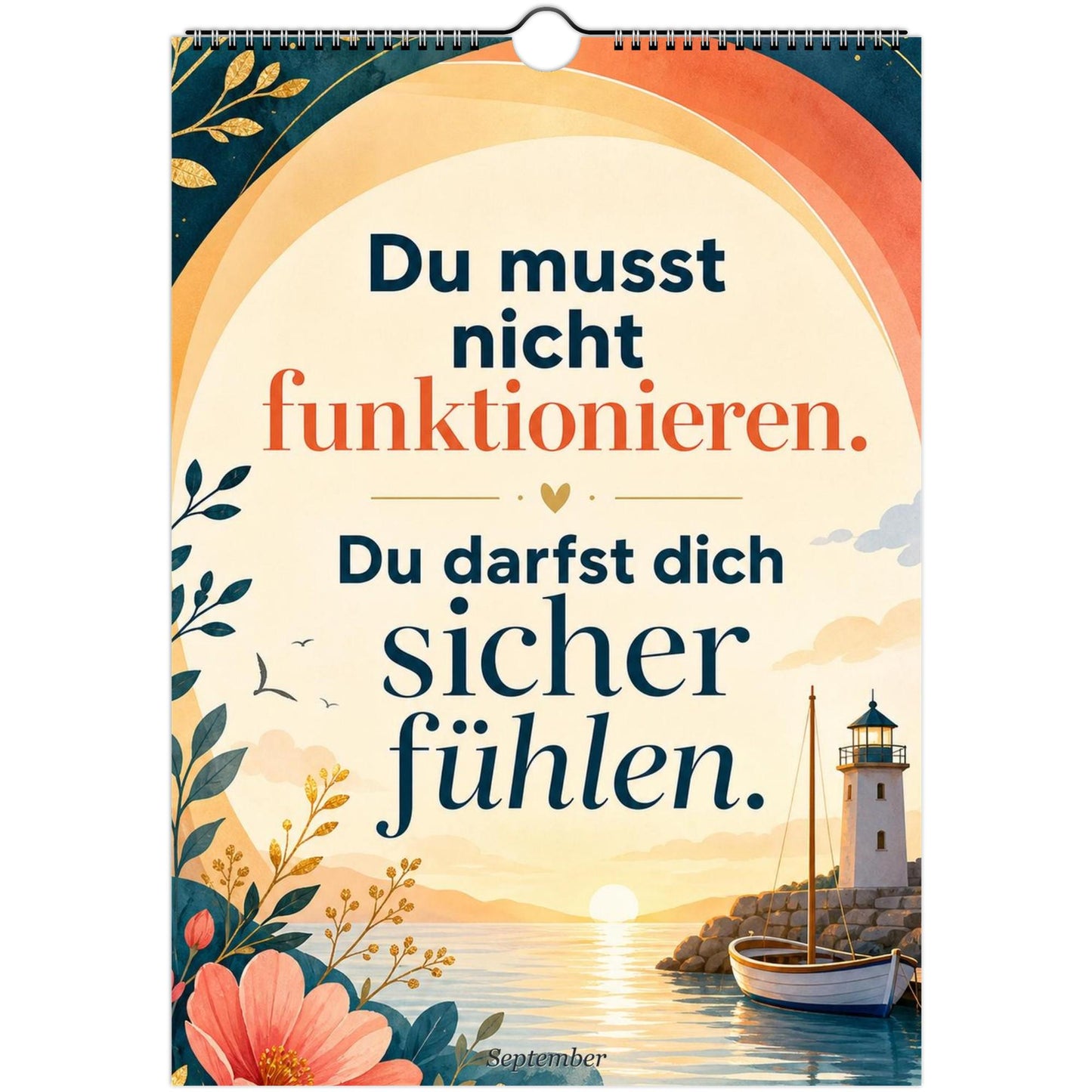 Feel Good Kalender 2027 A4 A3 Hochformat | Positive Sprüche Wandkalender ohne Kalendarium | Mental Health Selfcare Geschenk Achtsamkeit