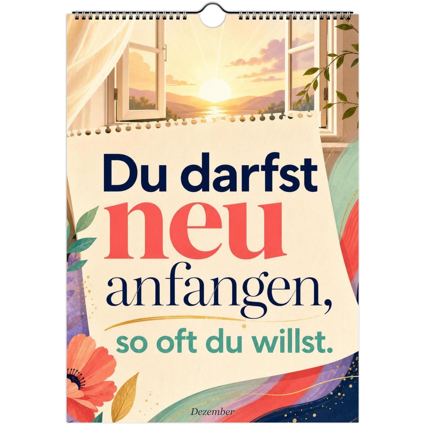Feel Good Kalender 2027 A4 A3 Hochformat | Positive Sprüche Wandkalender ohne Kalendarium | Mental Health Selfcare Geschenk Achtsamkeit
