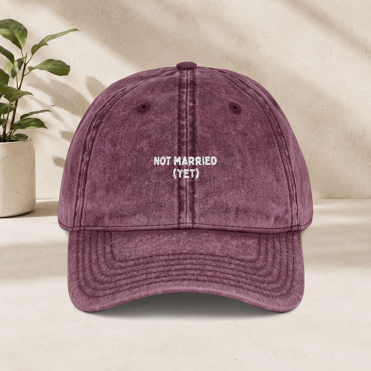 Not Married Yet Cap Vintage | Bestickte Schirmmütze JGA | Bachelorette Hat | Bride To Be Geschenk | Verlobung Party Mütze Single Geschenk