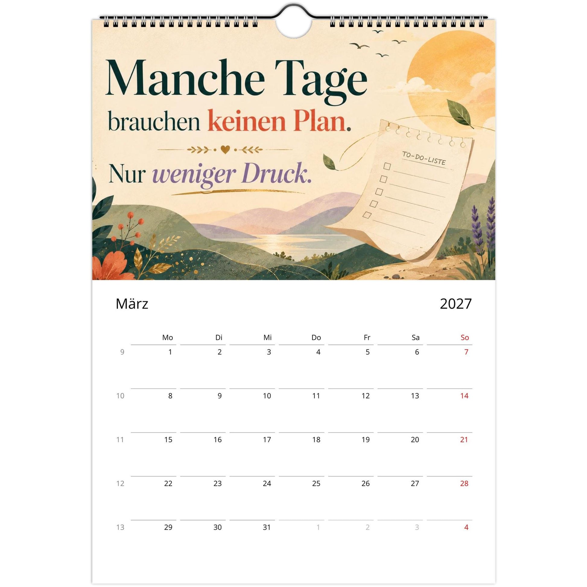 Feel Good Kalender 2027 A4 Hochformat | Positive Sprüche Wandkalender mit Kalendarium | Selfcare Geschenk Achtsamkeit Selbstakzeptanz