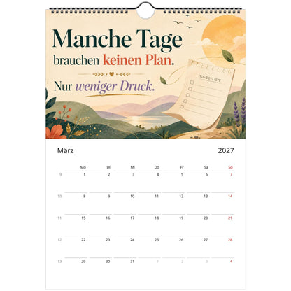 Feel Good Kalender 2027 A4 Hochformat | Positive Sprüche Wandkalender mit Kalendarium | Selfcare Geschenk Achtsamkeit Selbstakzeptanz