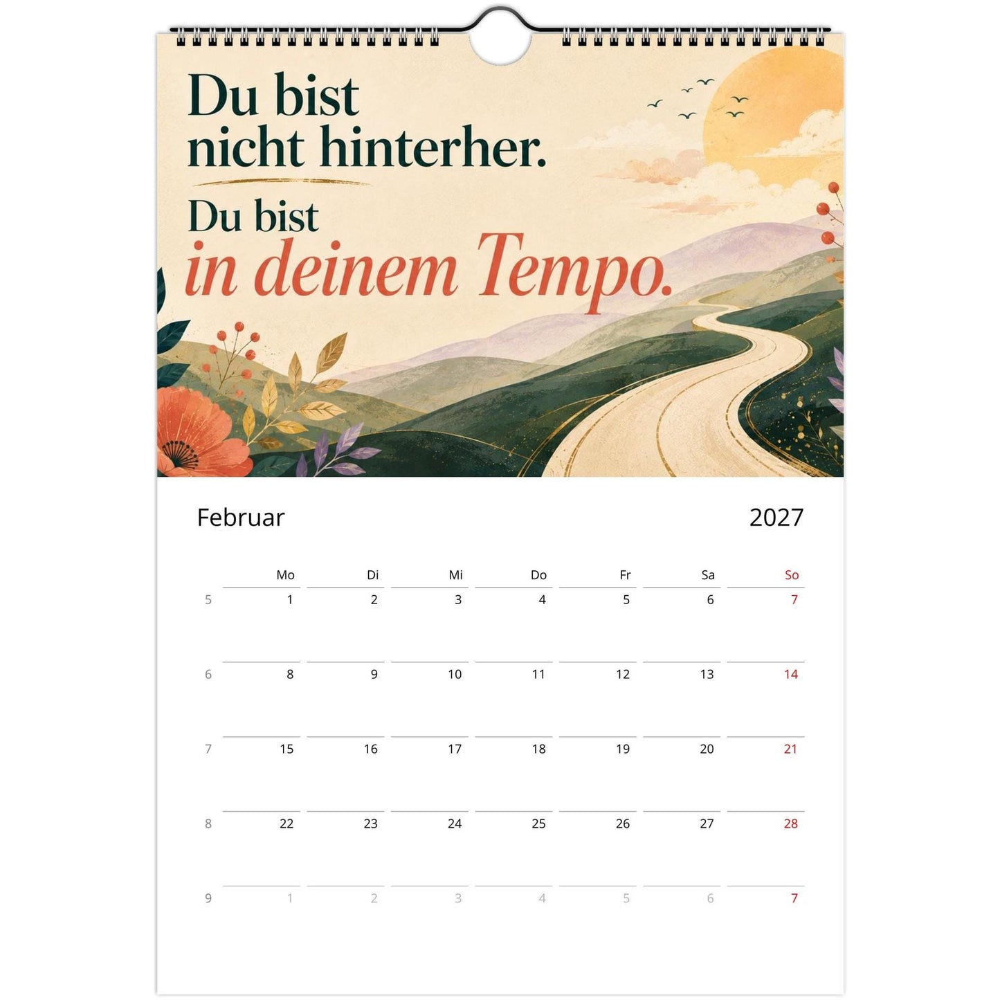 Feel Good Kalender 2027 A4 Hochformat | Positive Sprüche Wandkalender mit Kalendarium | Selfcare Geschenk Achtsamkeit Selbstakzeptanz