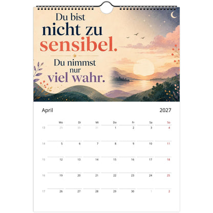 Feel Good Kalender 2027 A4 Hochformat | Positive Sprüche Wandkalender mit Kalendarium | Selfcare Geschenk Achtsamkeit Selbstakzeptanz