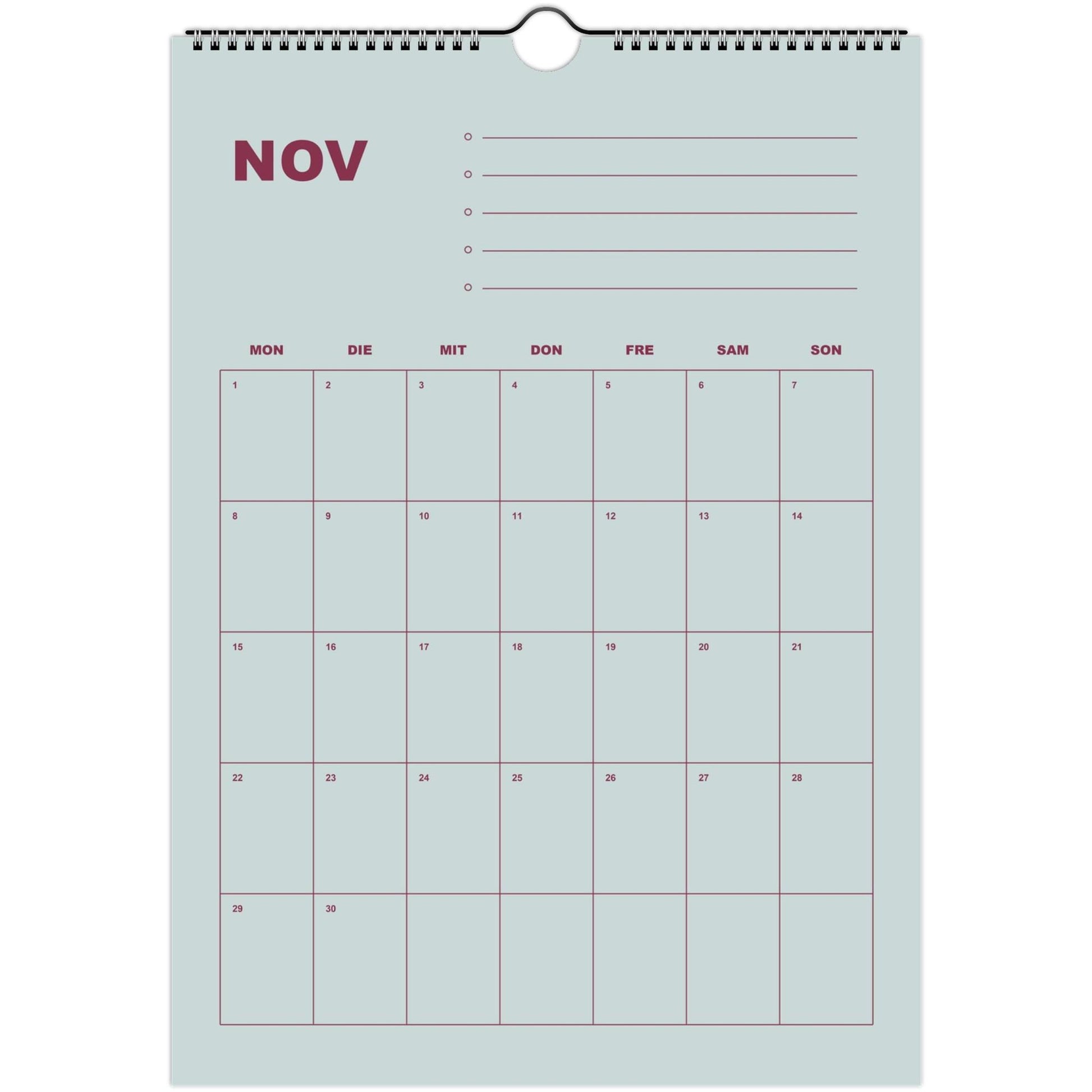 Kalender 2027 Deutsch | Bunter Monatsplaner A4 A3 | Wandkalender mit Notizen | Kachel Kalender Hochformat Kalendarium Notizen Küche Flur