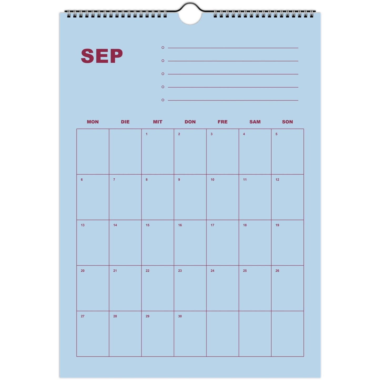 Kalender 2027 Deutsch | Bunter Monatsplaner A4 A3 | Wandkalender mit Notizen | Kachel Kalender Hochformat Kalendarium Notizen Küche Flur