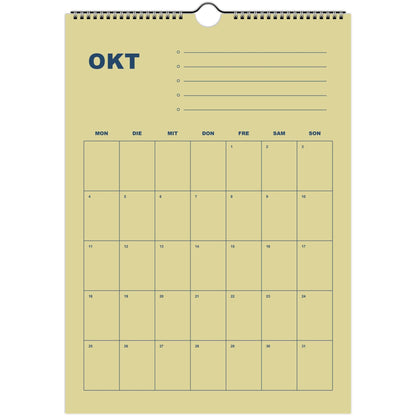 Kalender 2027 Deutsch | Bunter Monatsplaner A4 A3 | Wandkalender mit Notizen | Kachel Kalender Hochformat Kalendarium Notizen Küche Flur