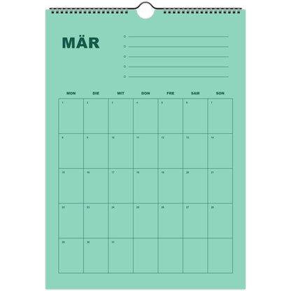 Kalender 2027 Deutsch | Bunter Monatsplaner A4 A3 | Wandkalender mit Notizen | Kachel Kalender Hochformat Kalendarium Notizen Küche Flur