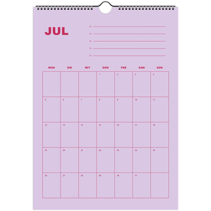 Kalender 2027 Deutsch | Bunter Monatsplaner A4 A3 | Wandkalender mit Notizen | Kachel Kalender Hochformat Kalendarium Notizen Küche Flur
