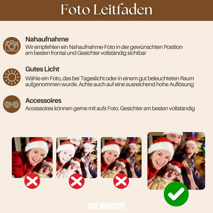 Personalisiertes Foto Ornament, Keramik Weihnachtsanhänger mit eigenem Bild, Geschenk für Familie Paare Haustier Weihnachten