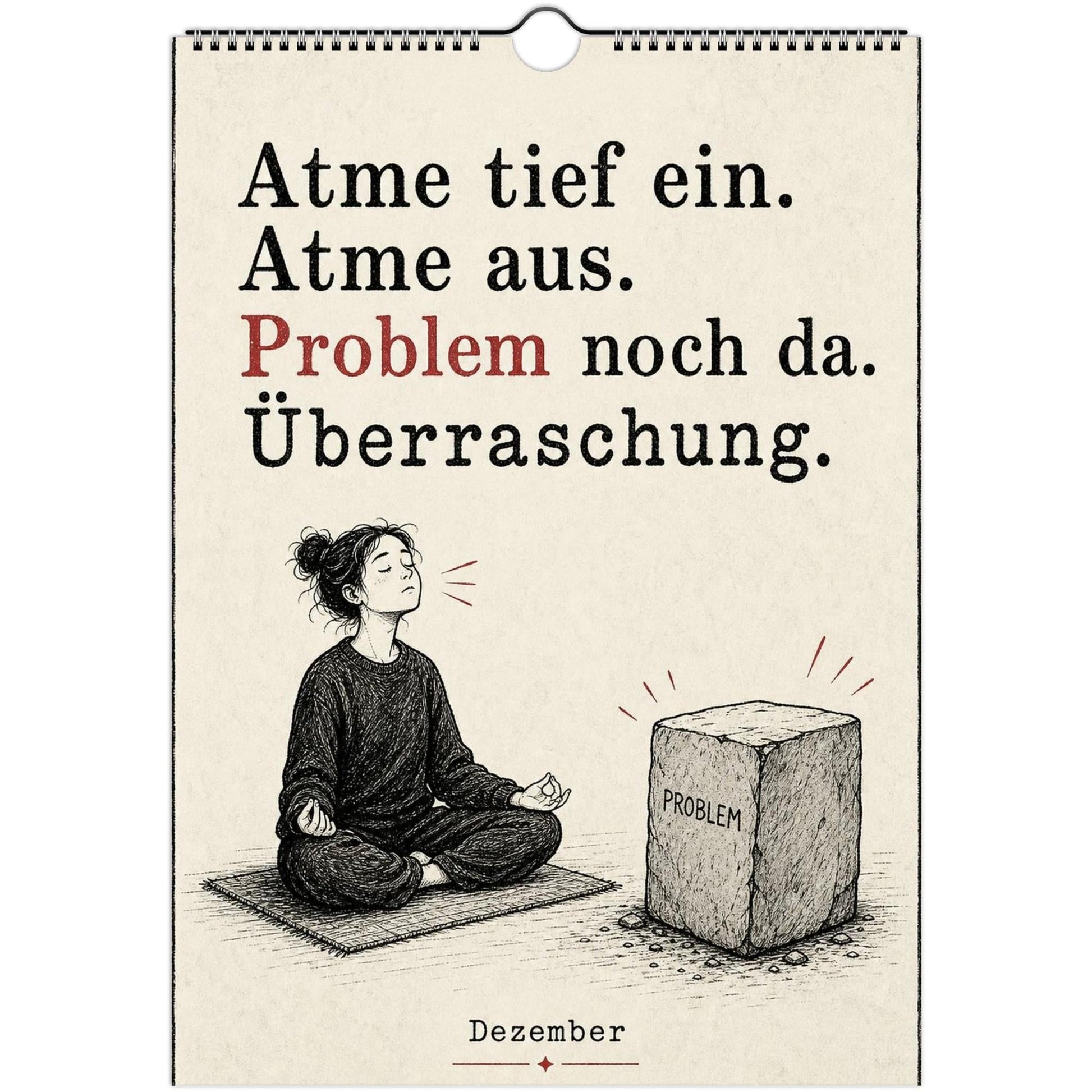 Anti-Motivationskalender 2027 A4 A3 Hochformat | Sarkasmus Wandkalender ohne Kalendarium | Lustiger Kalender Geschenk Büro schwarzer Humor