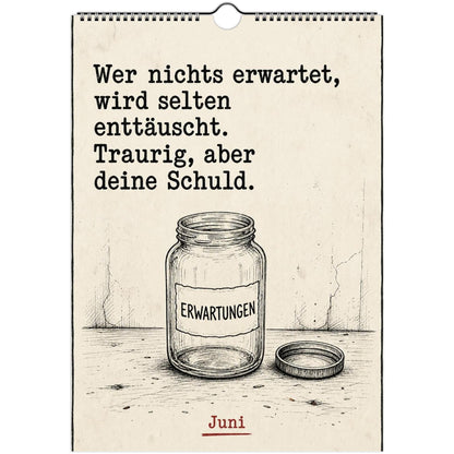 Anti-Motivationskalender 2027 A4 A3 Hochformat | Sarkasmus Wandkalender ohne Kalendarium | Lustiger Kalender Geschenk Büro schwarzer Humor