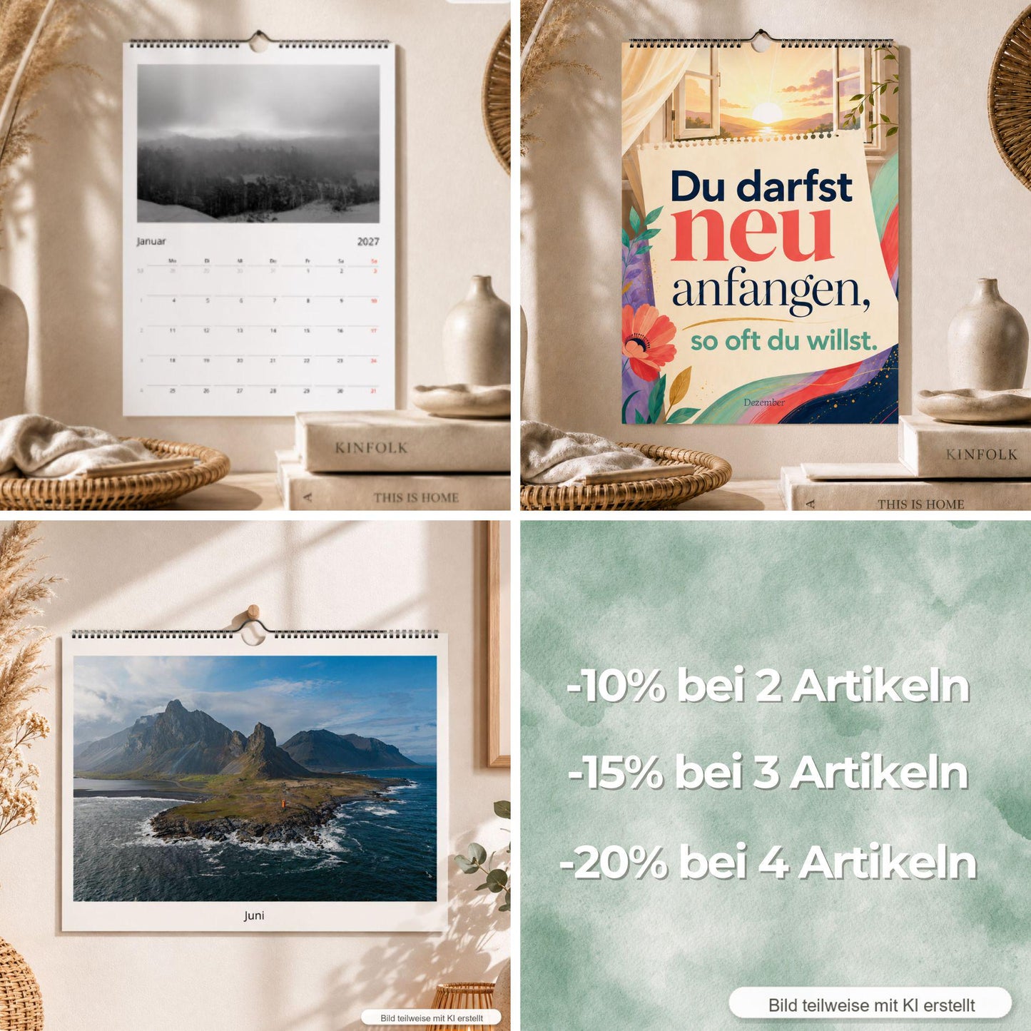 Anti-Motivationskalender 2027 A4 A3 Hochformat | Sarkasmus Wandkalender ohne Kalendarium | Lustiger Kalender Geschenk Büro schwarzer Humor