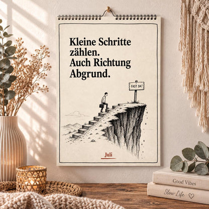 Anti-Motivationskalender 2027 A4 A3 Hochformat | Sarkasmus Wandkalender ohne Kalendarium | Lustiger Kalender Geschenk Büro schwarzer Humor