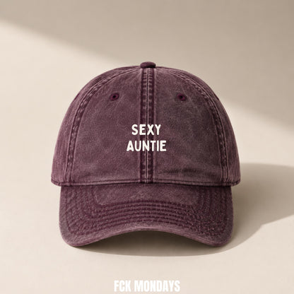 Sexy Auntie Cap Vintage | Bestickte Tante Mütze | Auntie Gift | Baby Announcement | Schwangerschaftsverkündung Geschenk