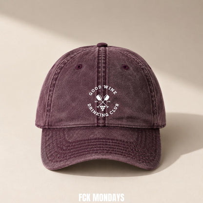Good Wine Drinking Club Cap Vintage | Bestickte Schirmmütze | JGA Braut Wein Damen Herren | Vatertag Geburtstag | Geschenk Weinliebhaber