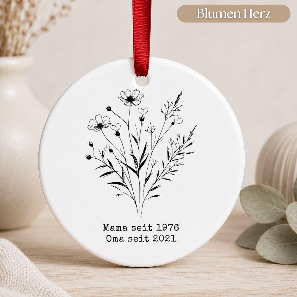 Personalisiertes Mama und Oma seit Ornament, Keramik Anhänger mit Datum, Familien Geschenk für Mütter und Großmütter Weihnachtsschmuck