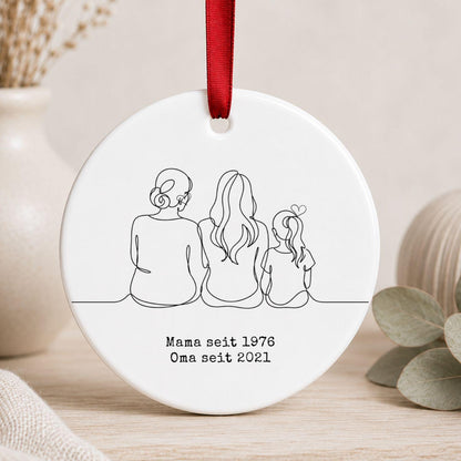 Personalisiertes Mama und Oma seit Ornament, Keramik Anhänger mit Datum, Familien Geschenk für Mütter und Großmütter Weihnachtsschmuck
