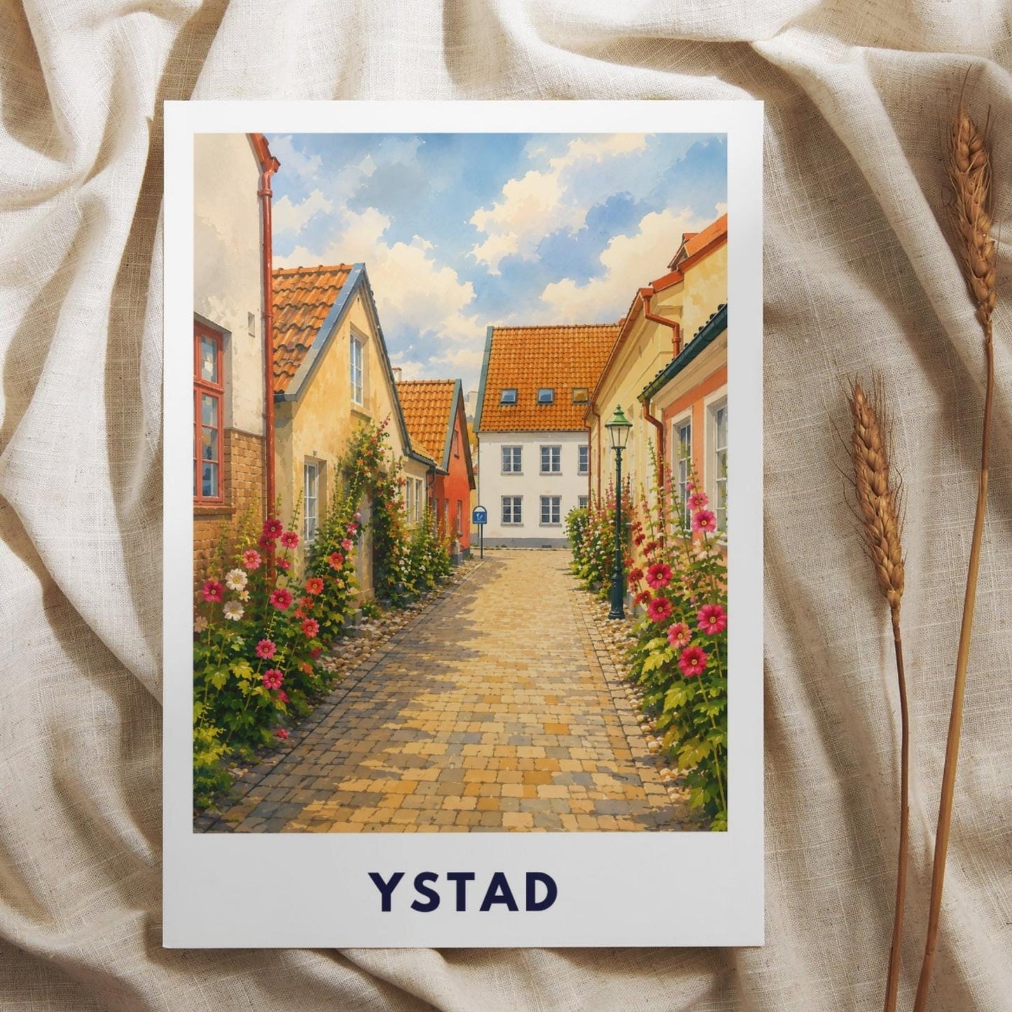 Ystad Poster Schweden | Altstadt Wandbild | Skandinavien Reise Poster | Nordic Wall Art | Schweden Print | Küstenstadt Deko Illustration
