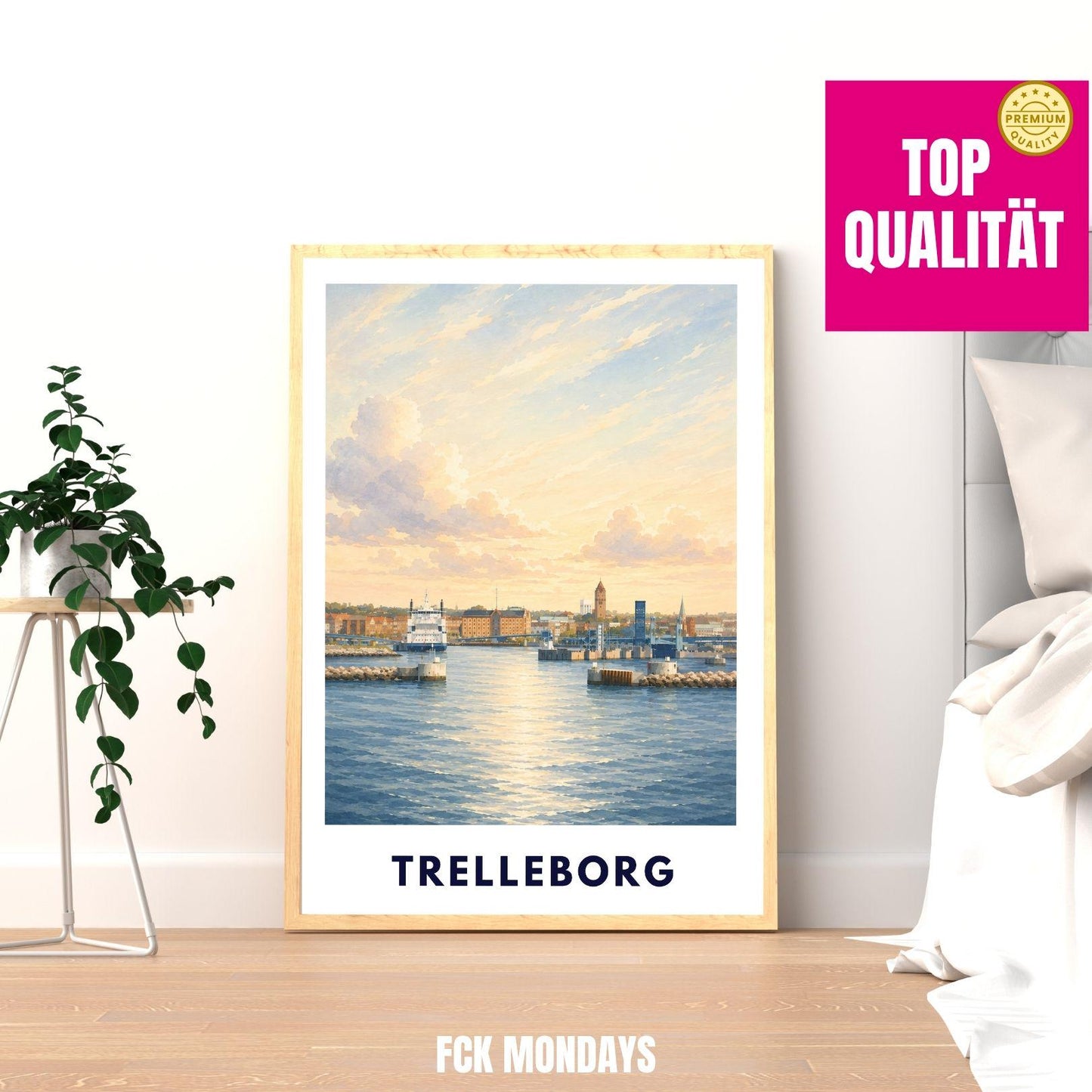 Trelleborg Poster Schweden | Hafen Wandbild | Ostsee Küste Poster | Maritime Deko | Nordic Travel Print | Skandinavien Poster Illustration