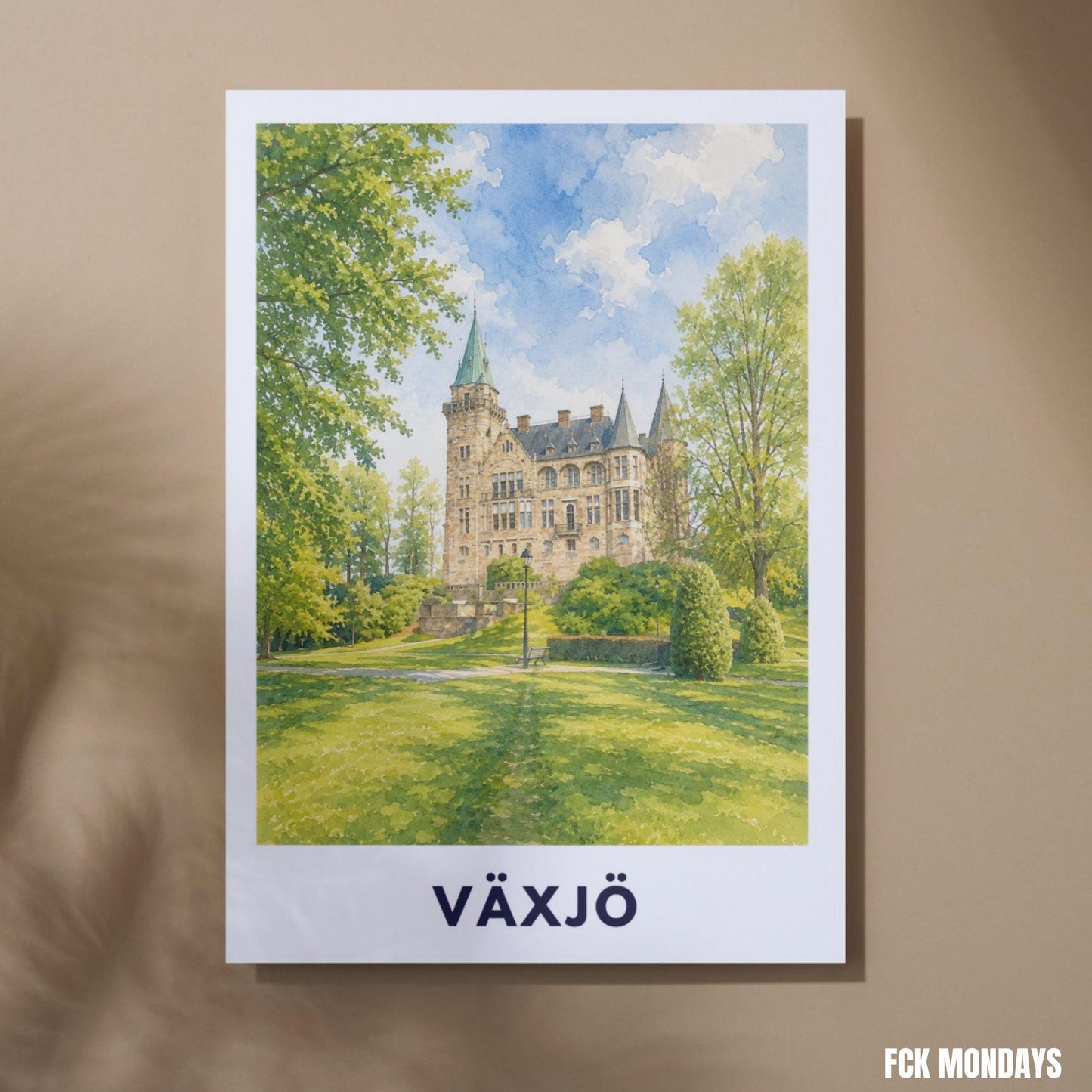 Växjö Poster Schweden | Teleborg Schloss Wandbild | Småland Reise Poster | Schloss Illustration | Nordic Wall Art | Vaxjo Deko