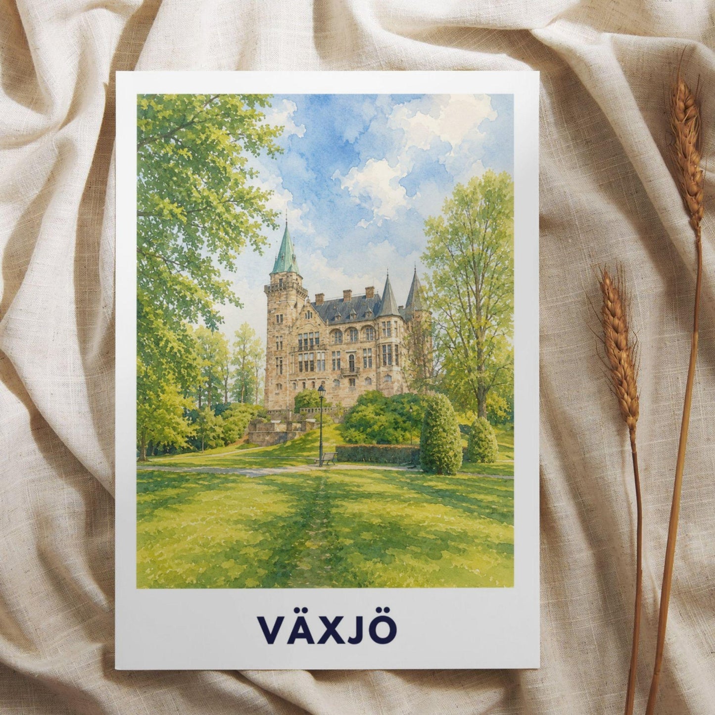 Växjö Poster Schweden | Teleborg Schloss Wandbild | Småland Reise Poster | Schloss Illustration | Nordic Wall Art | Vaxjo Deko