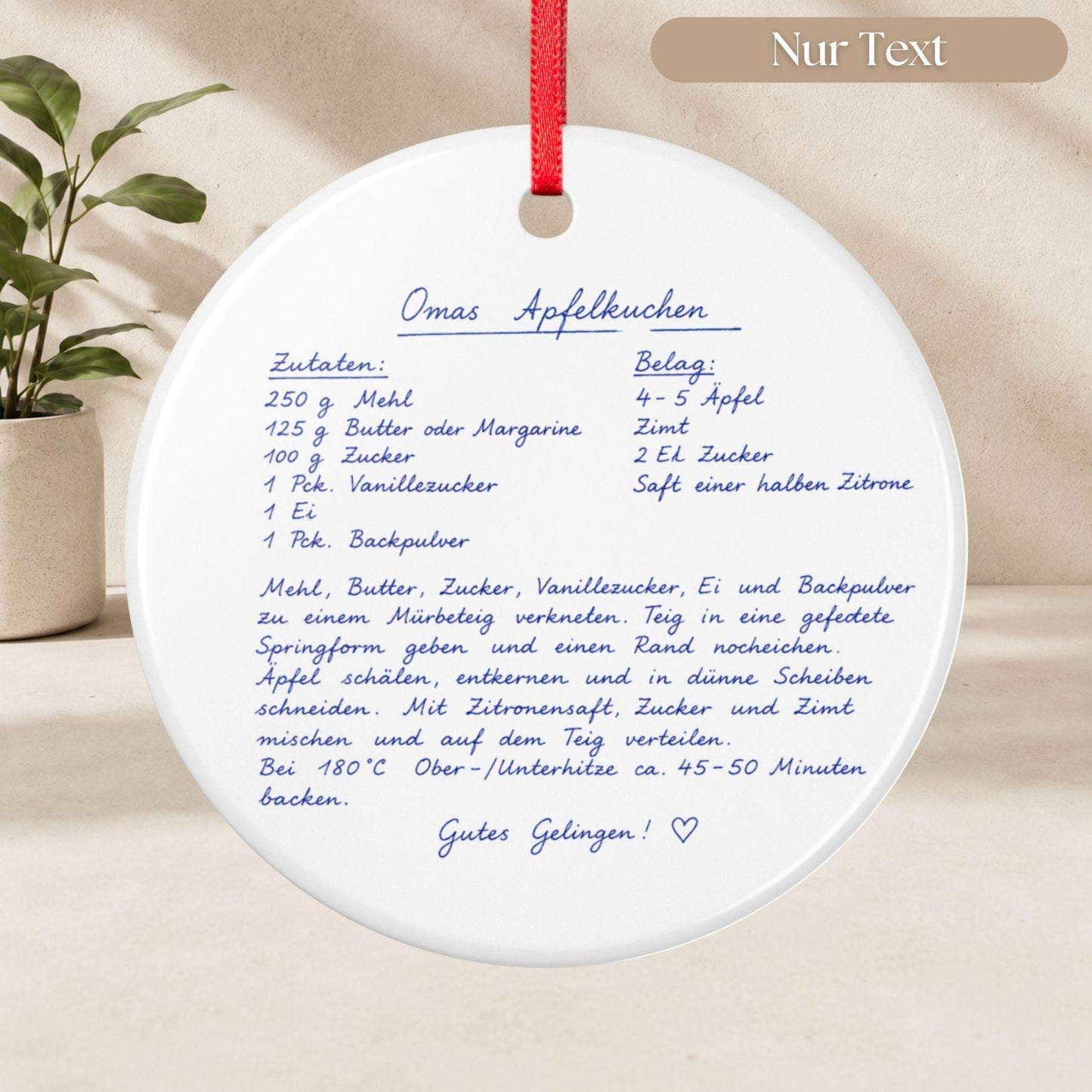 Personalisiertes Handschrift Ornament, Custom Keramik Anhänger mit Notiz Foto Kinderzeichnung, Erinnerungsgeschenk Weihnachten