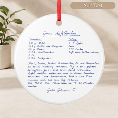 Personalisiertes Handschrift Ornament, Custom Keramik Anhänger mit Notiz Foto Kinderzeichnung, Erinnerungsgeschenk Weihnachten