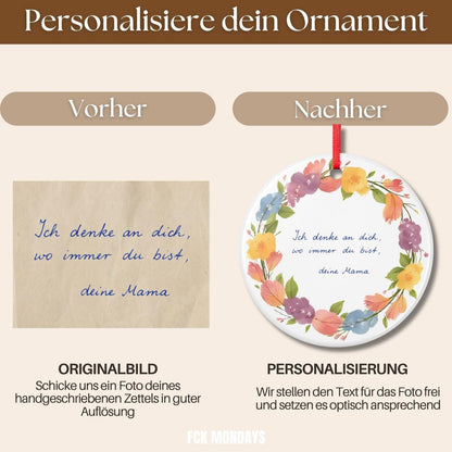 Personalisiertes Trauer Ornament, Andenken Keramik Anhänger mit Foto Zitat Wunschtext, Beerdigung Trauerfeier Geschenk Friedhof Kapelle