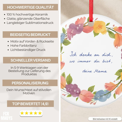 Personalisiertes Trauer Ornament, Andenken Keramik Anhänger mit Foto Zitat Wunschtext, Beerdigung Trauerfeier Geschenk Friedhof Kapelle