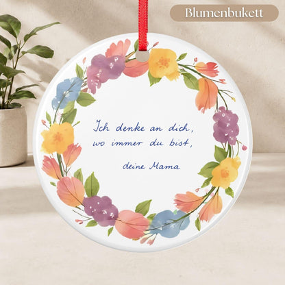 Personalisiertes Trauer Ornament, Andenken Keramik Anhänger mit Foto Zitat Wunschtext, Beerdigung Trauerfeier Geschenk Friedhof Kapelle