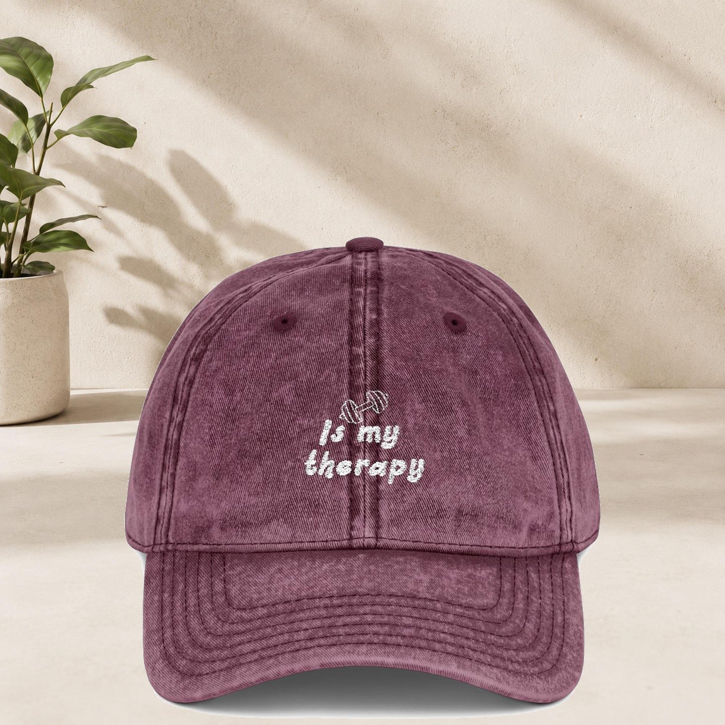 Fitness Is My Therapy Cap Vintage | Bestickte Schirmmütze Gym | Workout Mütze Geschenk | Sport Baumwoll Cap Workout Wear