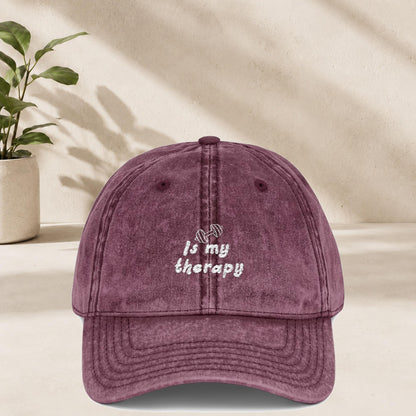 Fitness Is My Therapy Cap Vintage | Bestickte Schirmmütze Gym | Workout Mütze Geschenk | Sport Baumwoll Cap Workout Wear