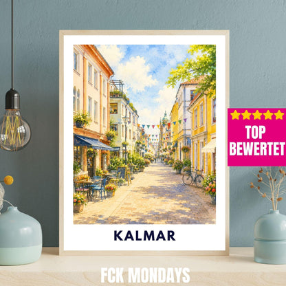 Kalmar Poster Schweden | Altstadt Illustration | Skandinavien Reise Poster | Kalmar Stadtbild | Nordic Wall Art | Schweden Deko | Ostsee