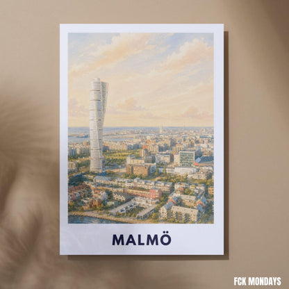 Malmö Schweden Poster | Turning Torso Illustration | Ostsee Reise Poster | Skandinavien Wandbild | Wall Art | Schweden Deko | Stadt Print