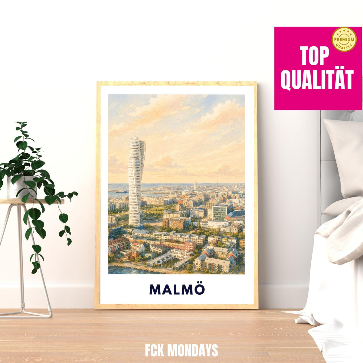 Malmö Schweden Poster | Turning Torso Illustration | Ostsee Reise Poster | Skandinavien Wandbild | Wall Art | Schweden Deko | Stadt Print